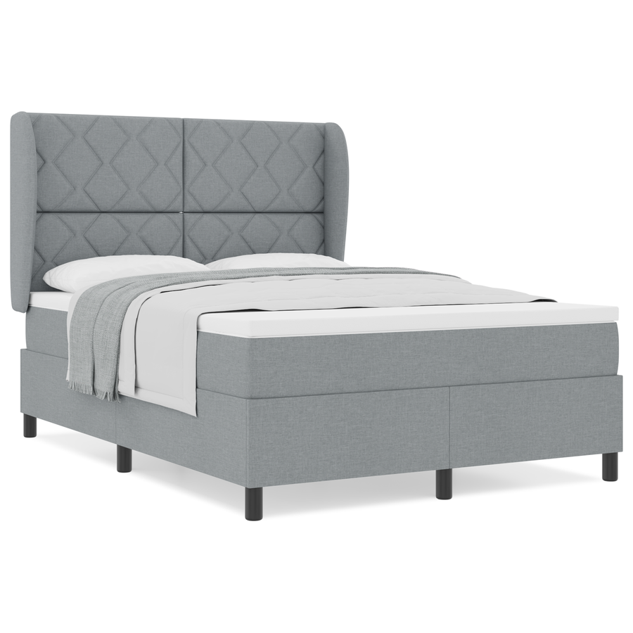 Boxspringbed met matras stof lichtgrijs 160x200 cm
