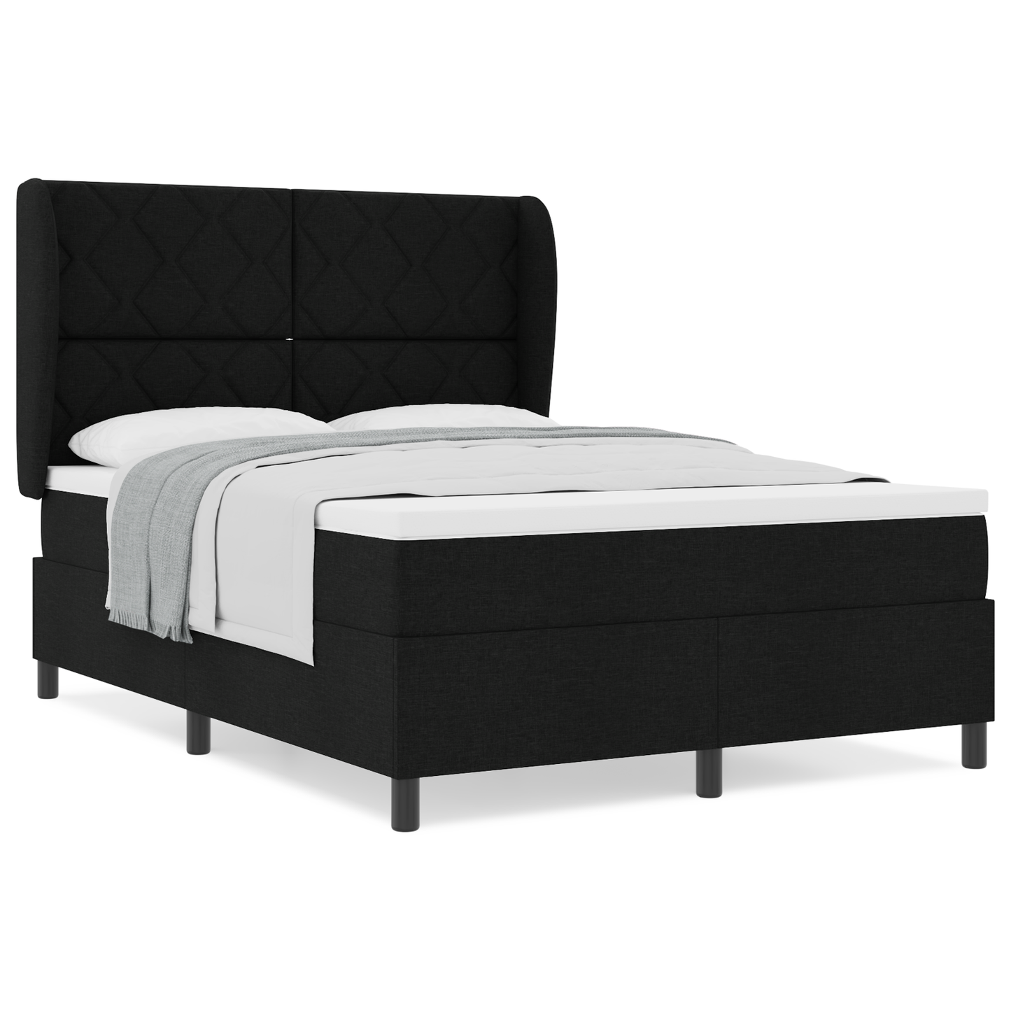Boxspringbed met matras stof zwart 160x200 cm