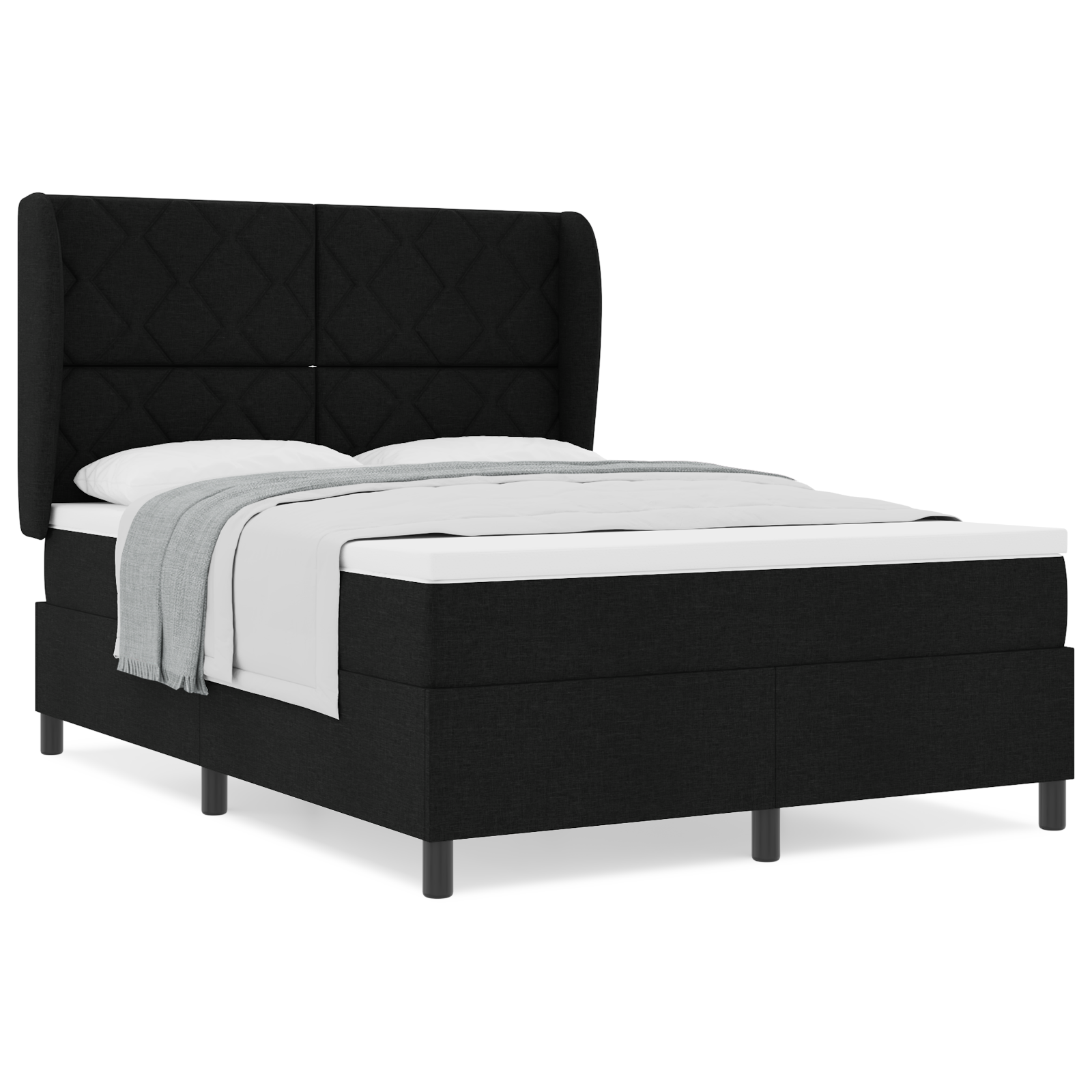 Boxspringbed met matras stof zwart 160x200 cm