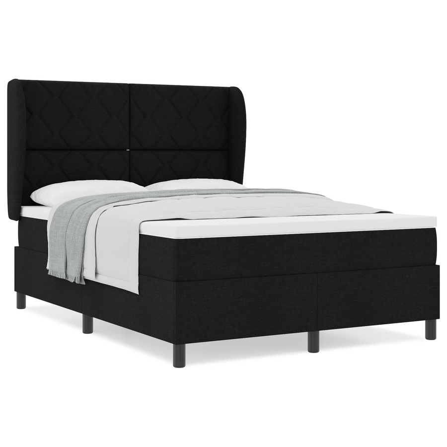 Boxspringbed met matras stof zwart 160x200 cm