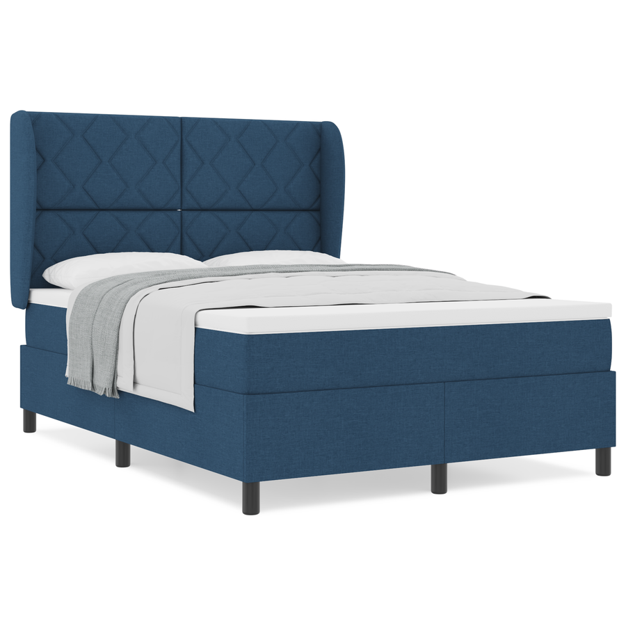 Boxspringbed met matras stof blauw 160x200 cm