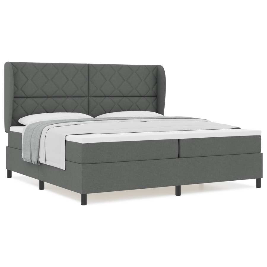 Boxspringbed met matras stof donkergrijs 200x200 cm