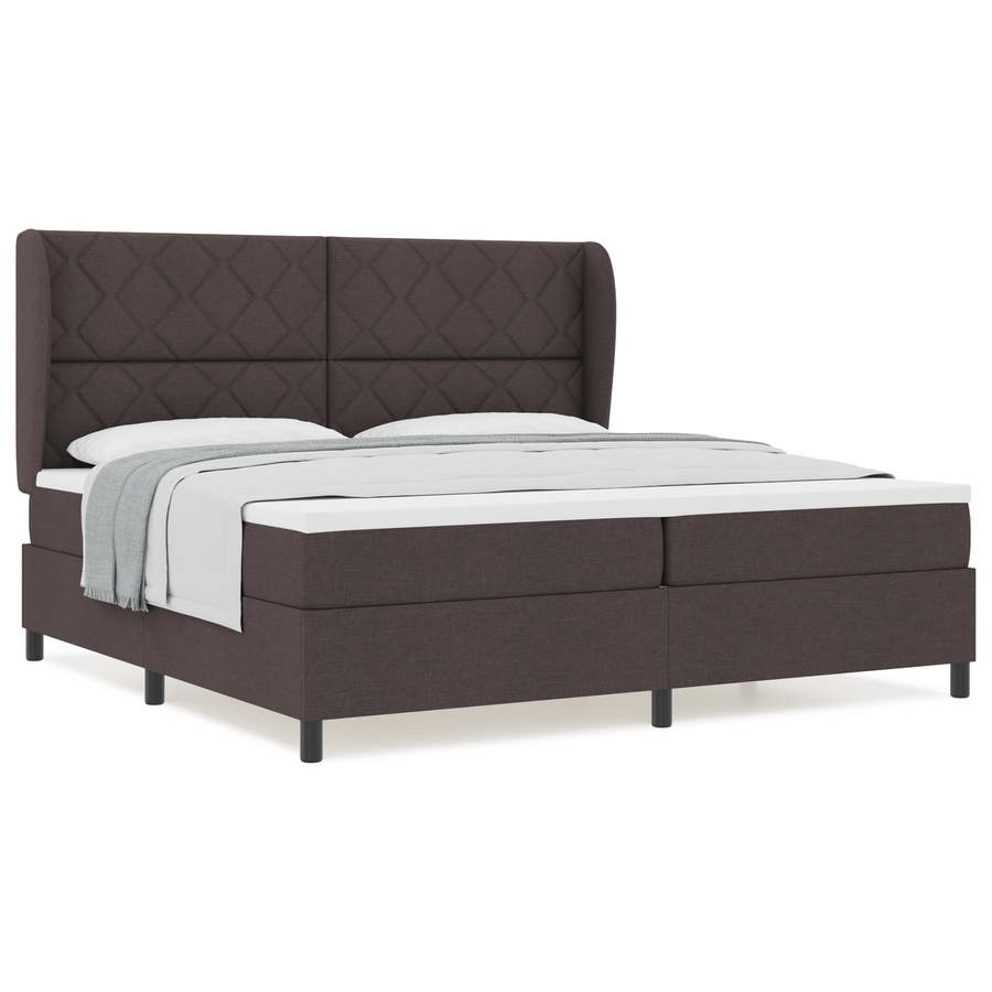 Boxspringbed met matras stof donkerbruin 200x200 cm