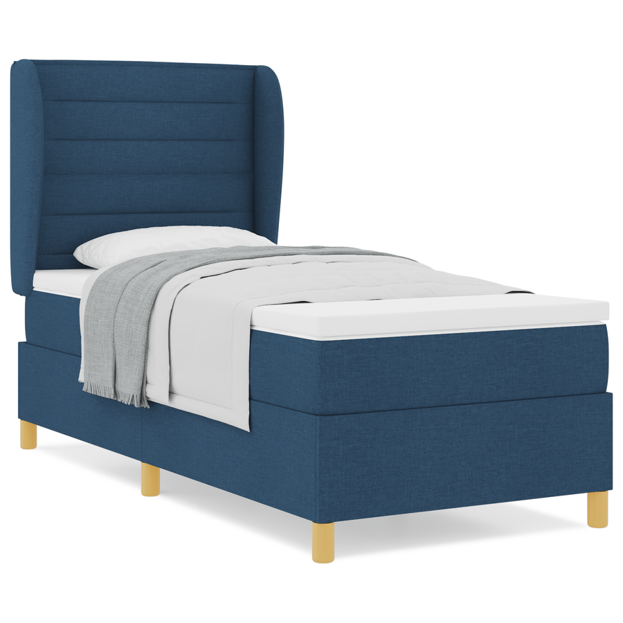 Boxspringbed met matras stof blauw 90x200 cm