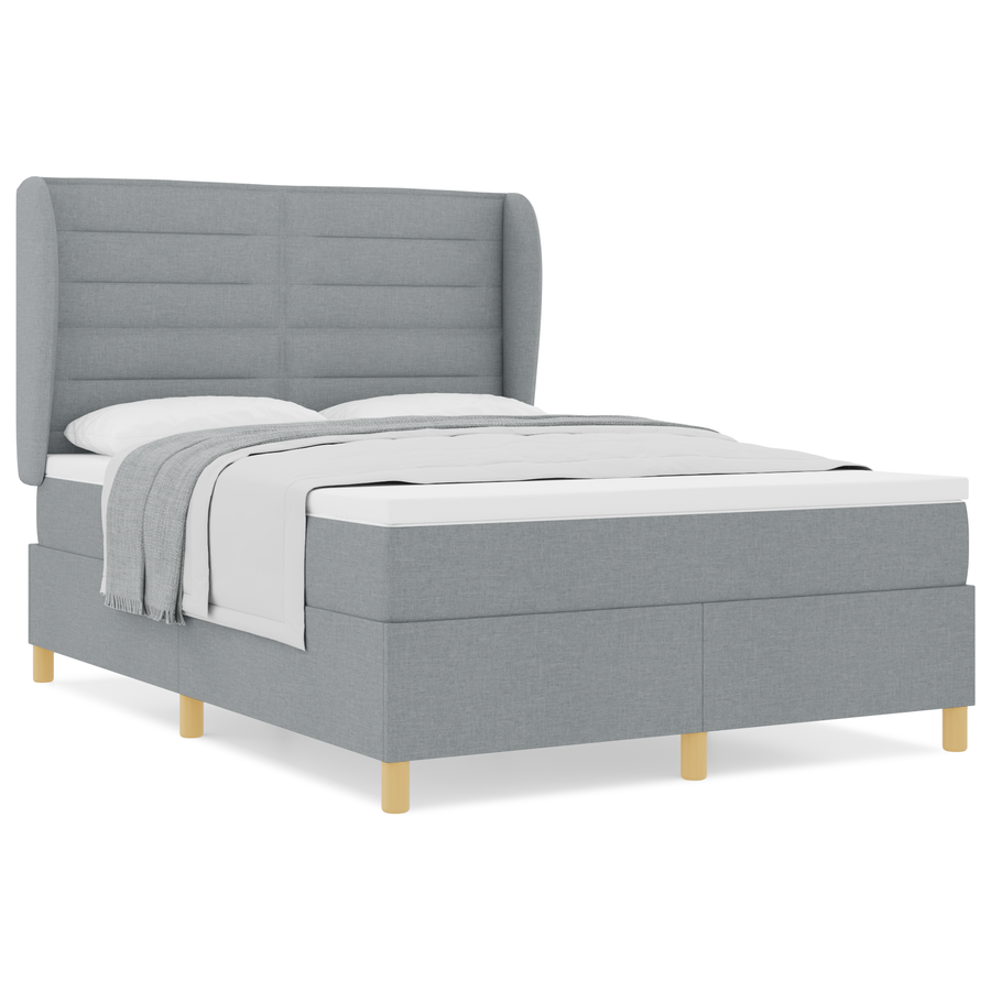 Boxspringbed met matras stof lichtgrijs 140x190 cm