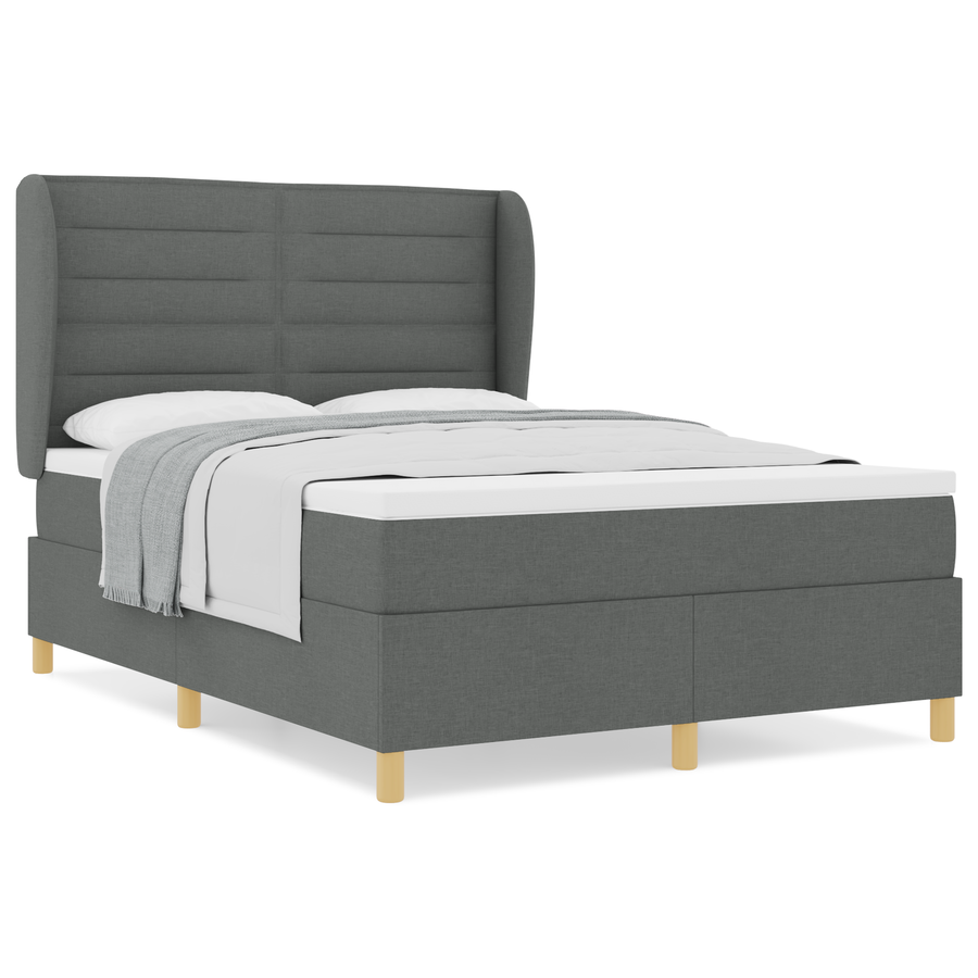 Boxspringbed met matras stof donkergrijs 140x190 cm