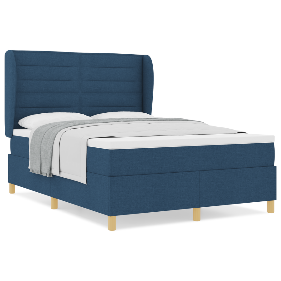 Boxspringbed met matras stof blauw 140x190 cm