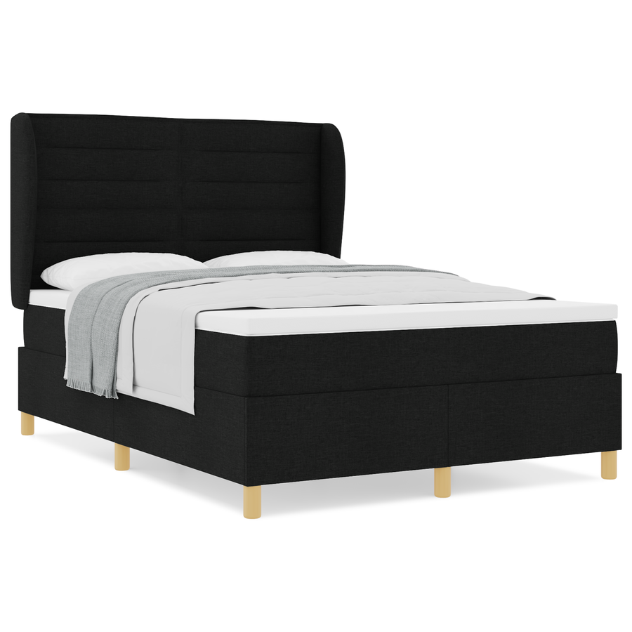 Boxspringbed met matras stof zwart 140x200 cm