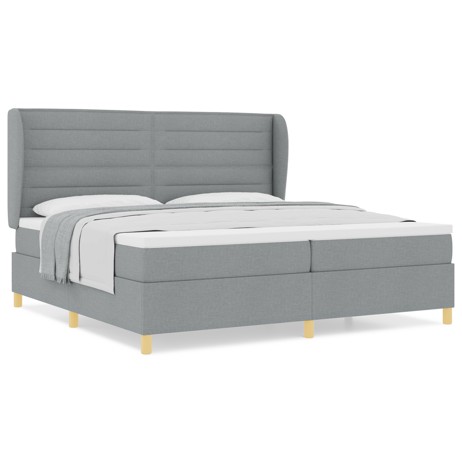 Boxspringbed met matras stof lichtgrijs 200x200 cm