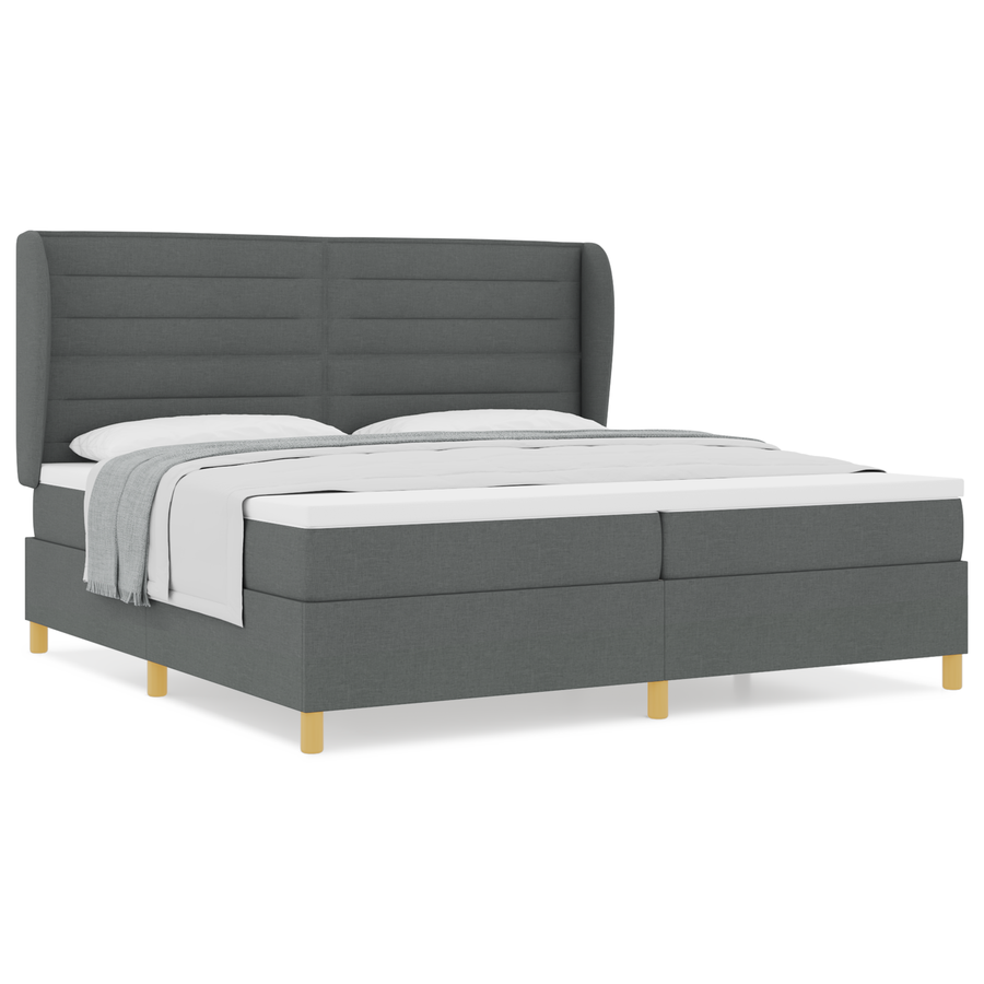 Boxspringbed met matras stof donkergrijs 200x200 cm