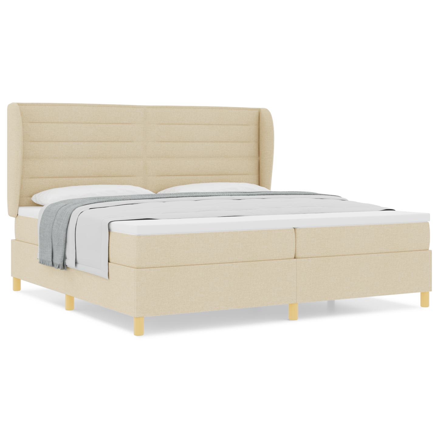 Boxspringbed met matras stof crèmekleurig 200x200 cm