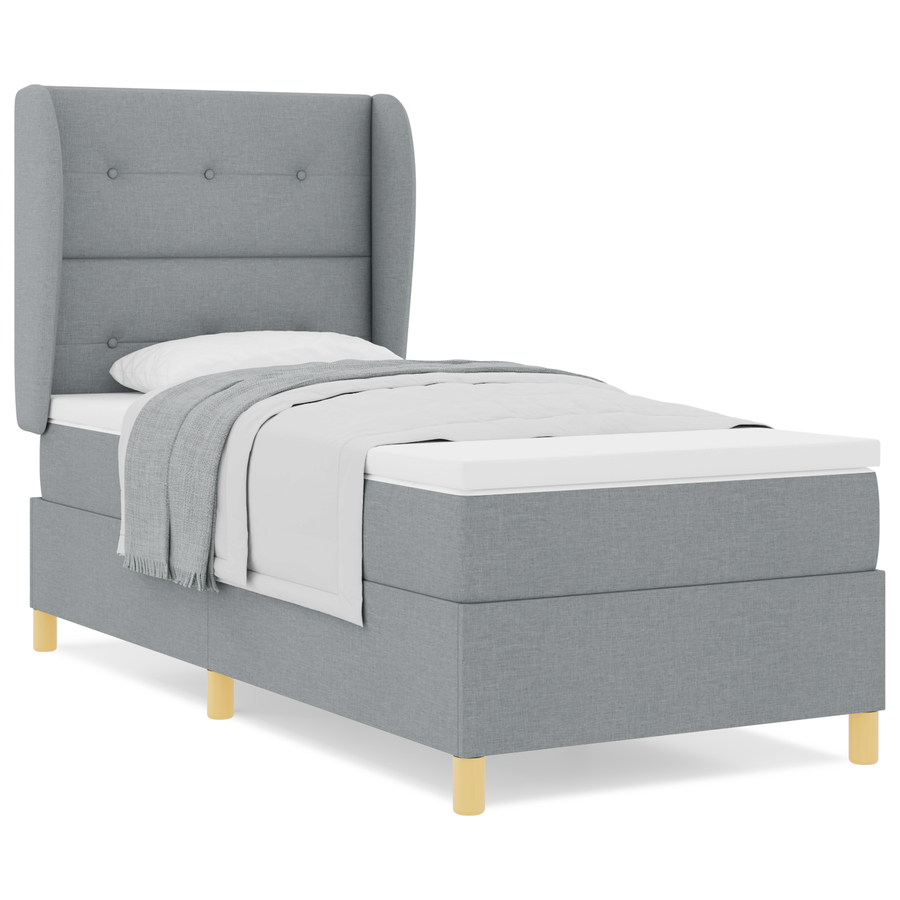Boxspringbed met matras stof lichtgrijs 90x190 cm