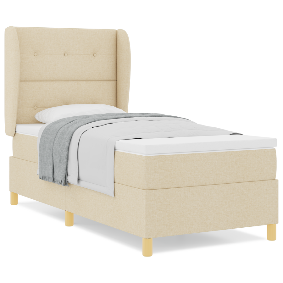 Boxspringbed met matras stof crèmekleurig 90x190 cm