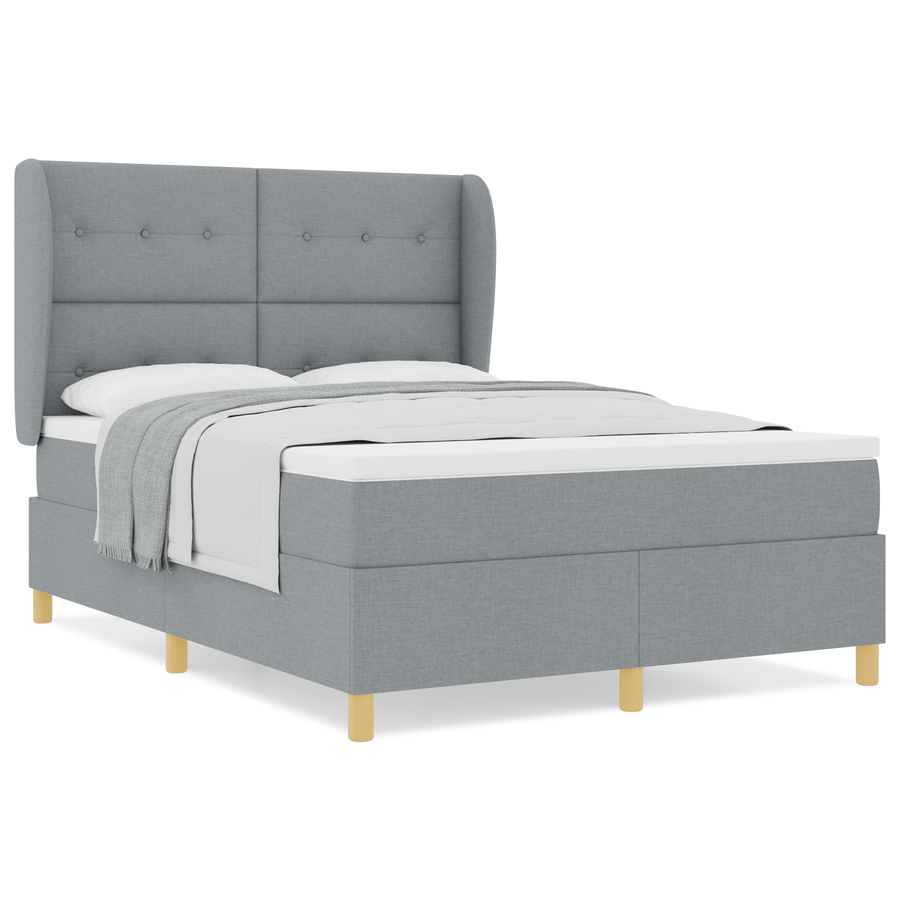 Boxspringbed met matras stof lichtgrijs 140x200 cm
