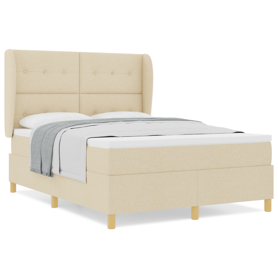 Boxspringbed met matras stof crèmekleurig 160x200 cm