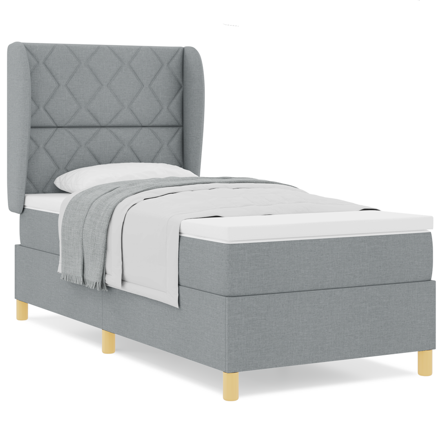 Boxspringbed met matras stof lichtgrijs 100x200 cm