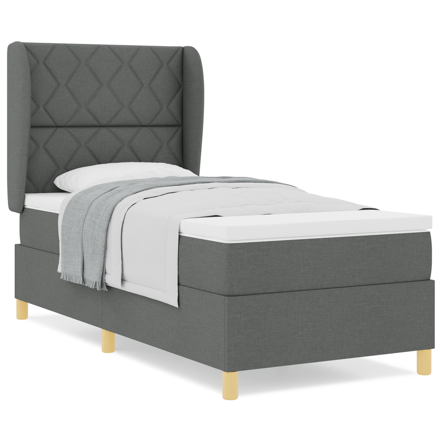 Boxspringbed met matras stof donkergrijs 100x200 cm