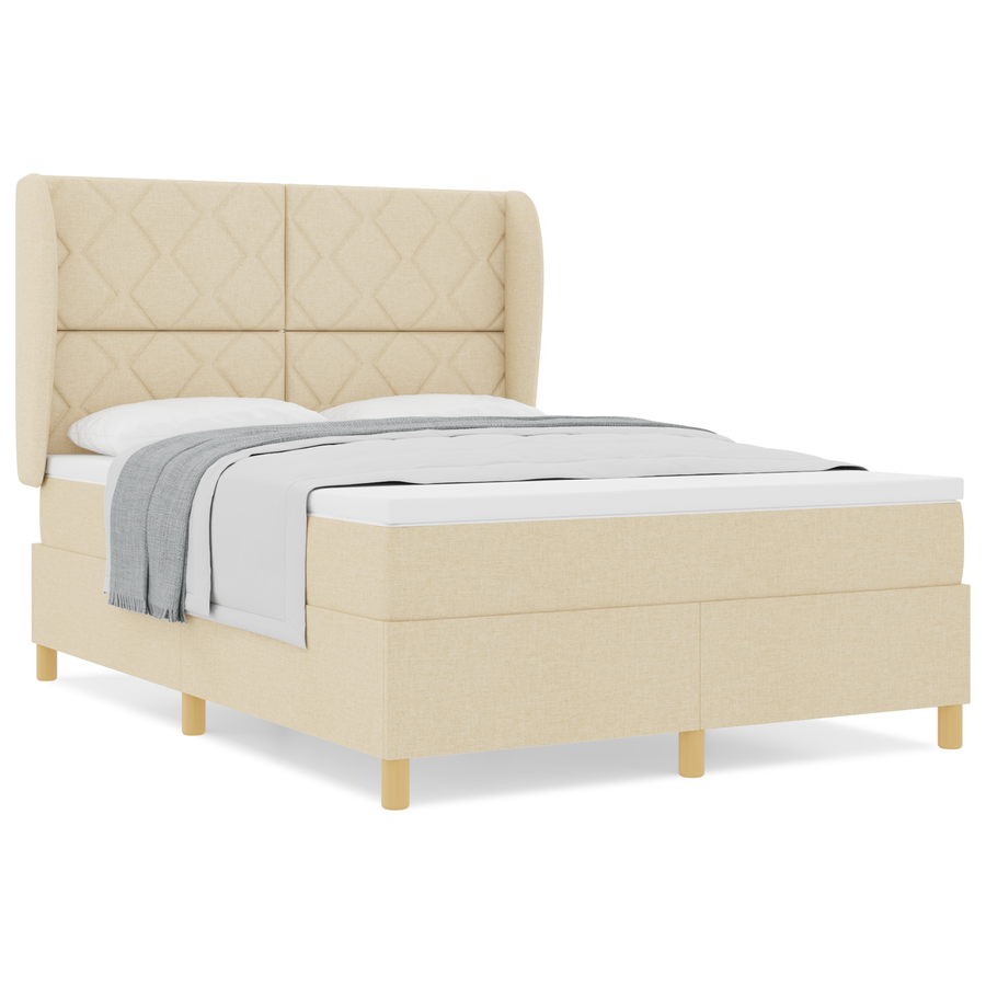 Boxspringbed met matras stof crèmekleurig 160x200 cm