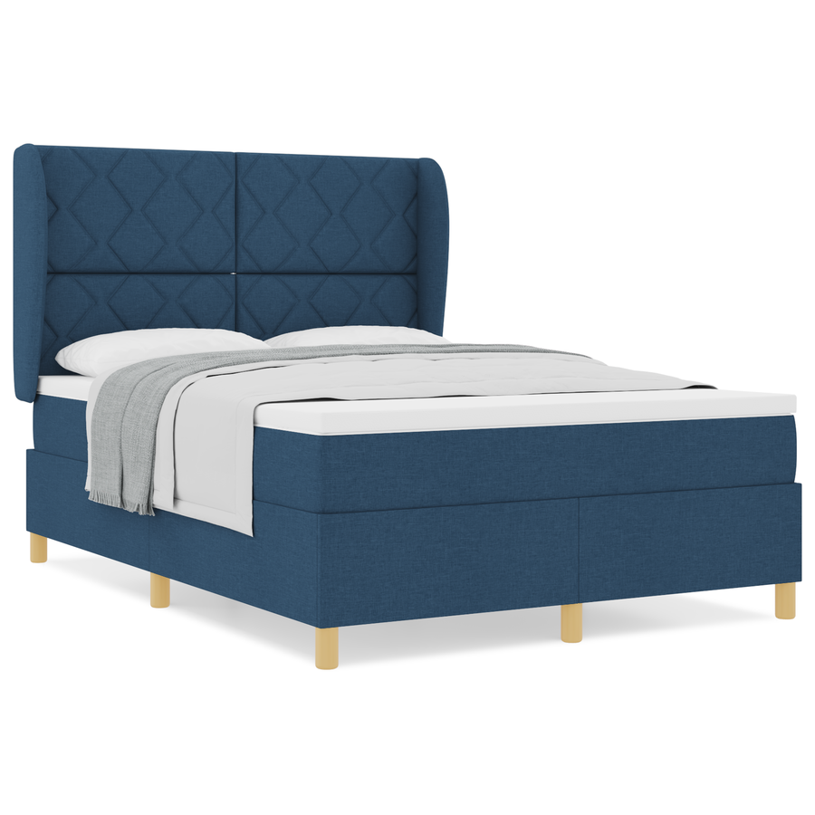 Boxspringbed met matras stof blauw 160x200 cm