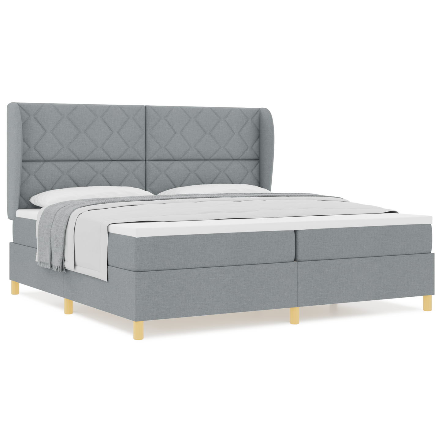 Boxspringbed met matras stof lichtgrijs 200x200 cm