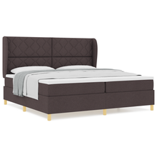 Boxspringbed met matras stof donkerbruin 200x200 cm