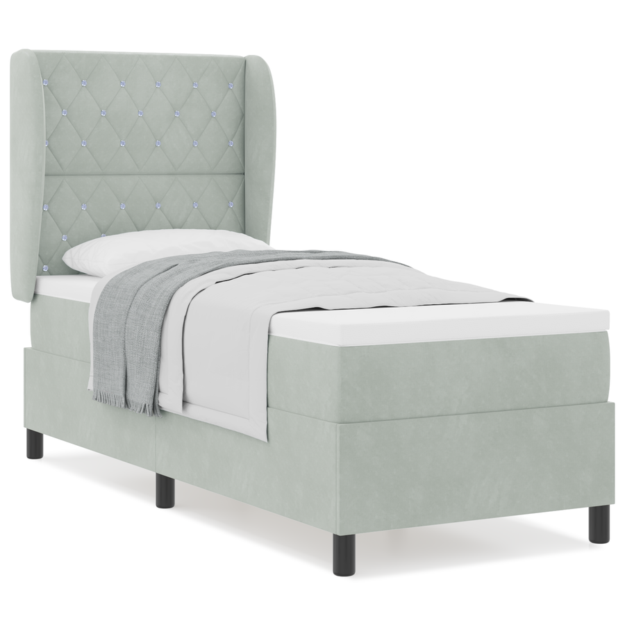 Boxspringbed met matras fluweel lichtgrijs 80x200 cm