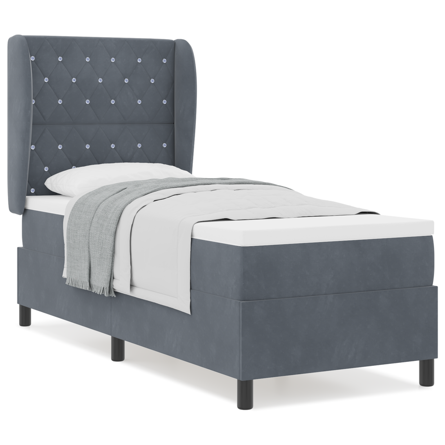 Boxspringbed met matras fluweel donkergrijs 80x200 cm