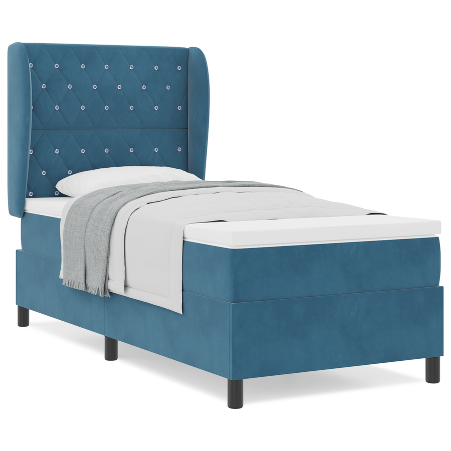 Boxspringbed met matras fluweel donkerblauw 90x190 cm