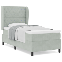 Boxspringbed met matras fluweel lichtgrijs 100x200 cm