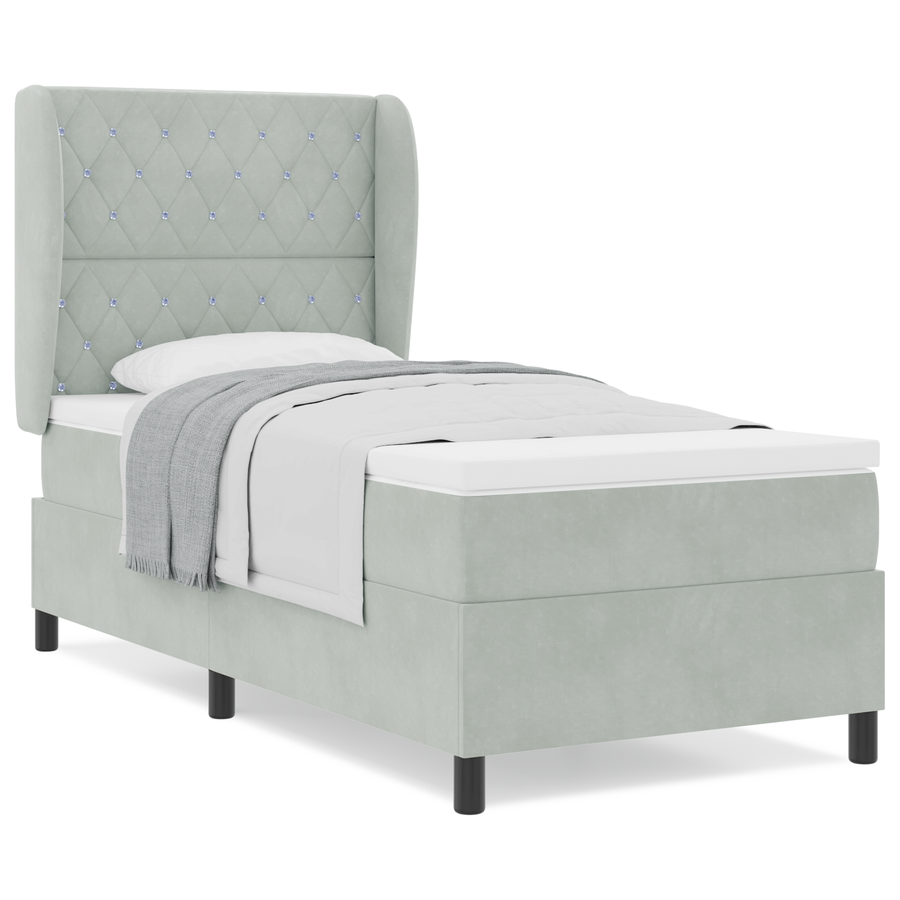 Boxspringbed met matras fluweel lichtgrijs 100x200 cm