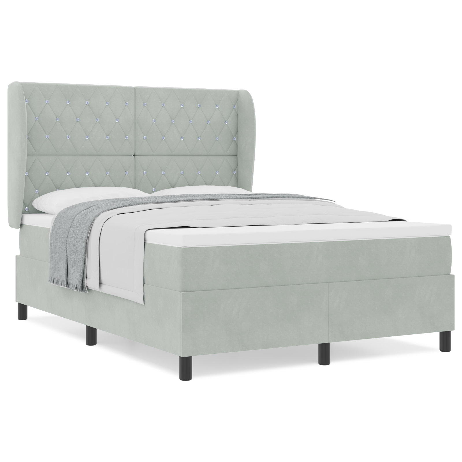 Boxspringbed met matras fluweel lichtgrijs 140x190 cm