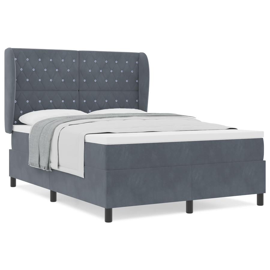 Boxspringbed met matras fluweel donkergrijs 160x200 cm