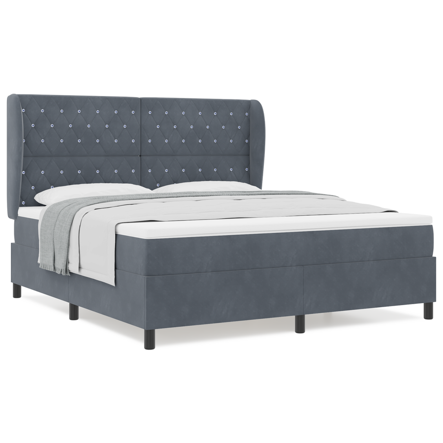 Boxspringbed met matras fluweel donkergrijs 180x200 cm