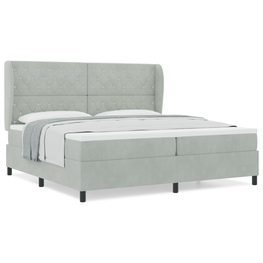 Boxspringbed met matras fluweel lichtgrijs 200x200 cm