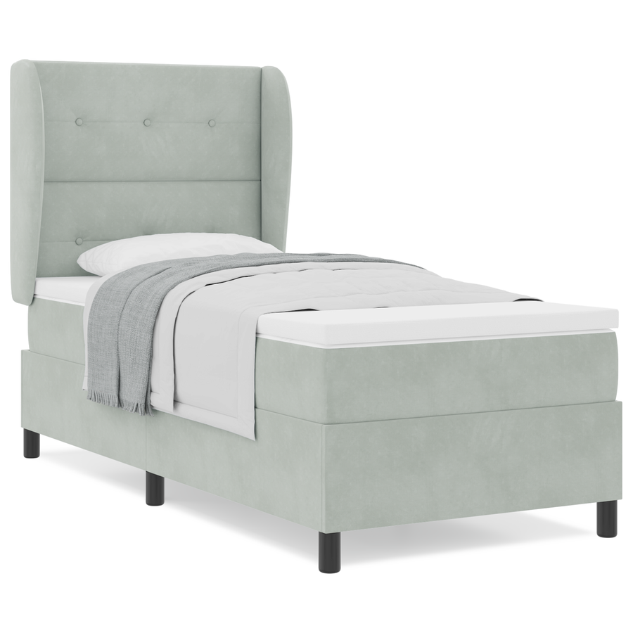 Boxspringbed met matras fluweel lichtgrijs 100x200 cm