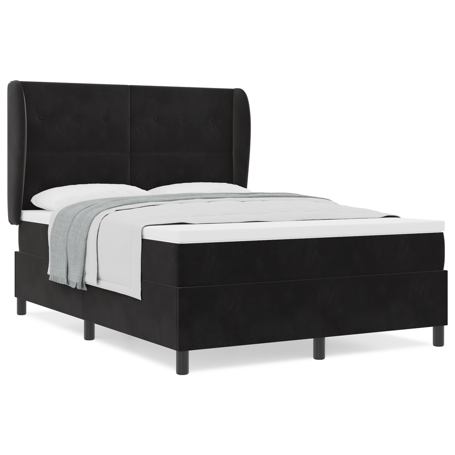 Boxspringbed met matras fluweel zwart 140x190 cm