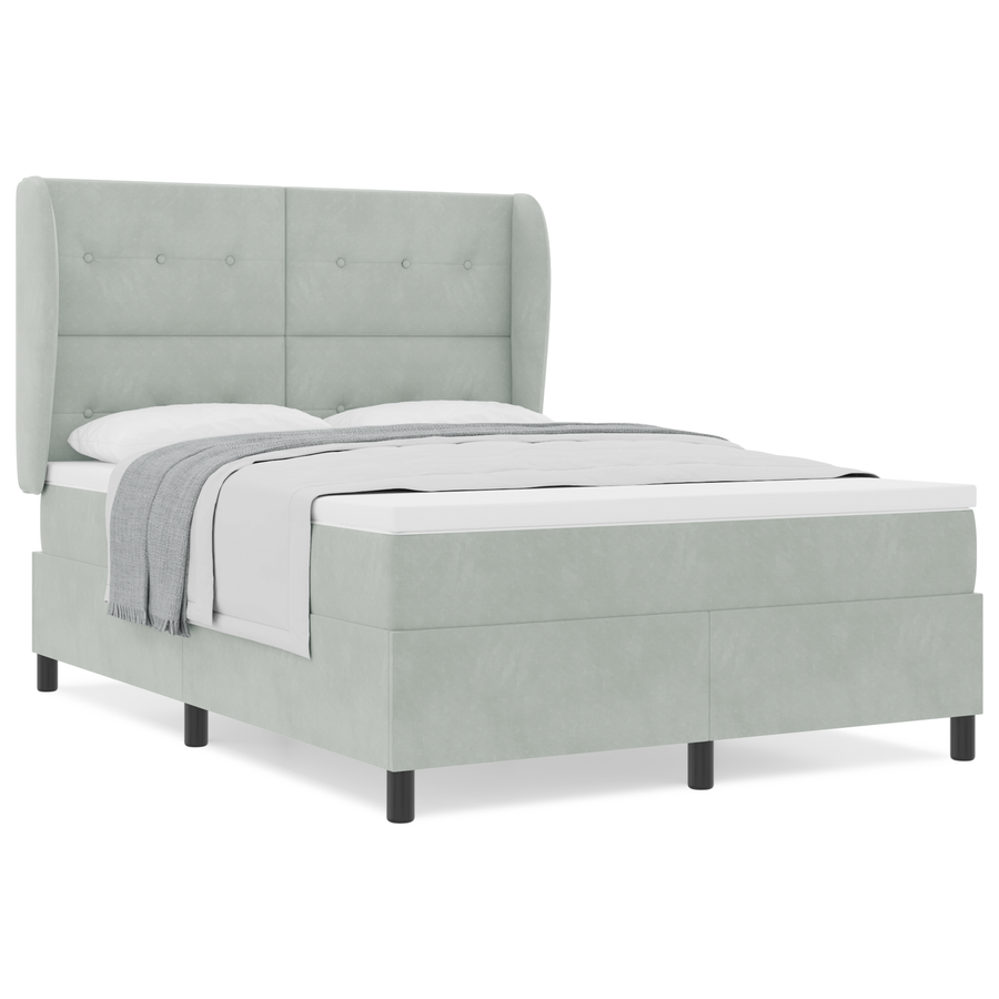 Boxspringbed met matras fluweel lichtgrijs 140x200 cm