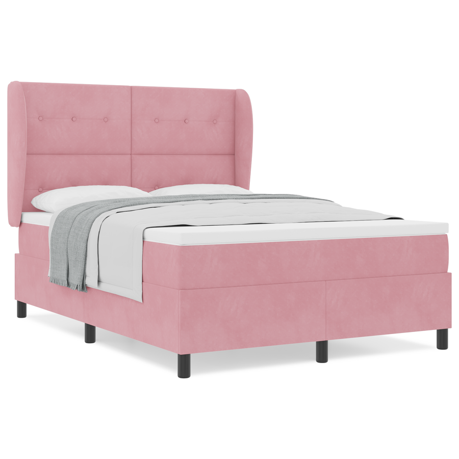 Boxspringbed met matras fluweel roze 140x200 cm