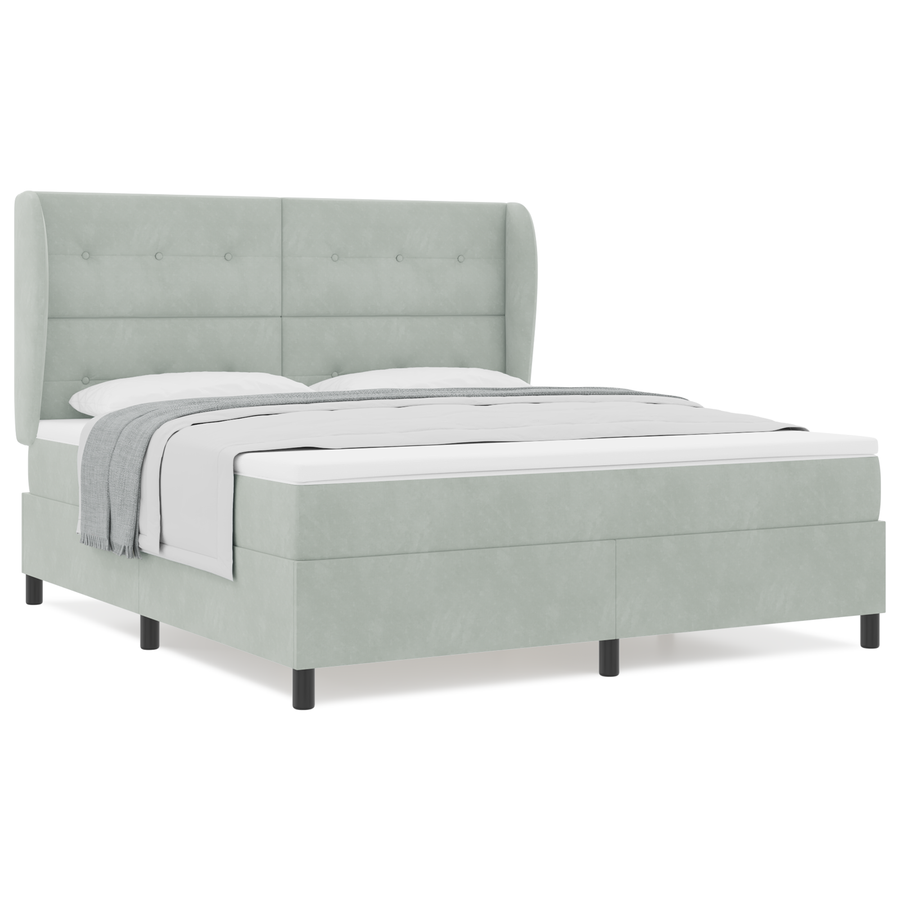 Boxspringbed met matras fluweel lichtgrijs 180x200 cm