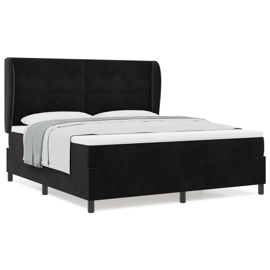 Boxspringbed met matras fluweel zwart 180x200 cm
