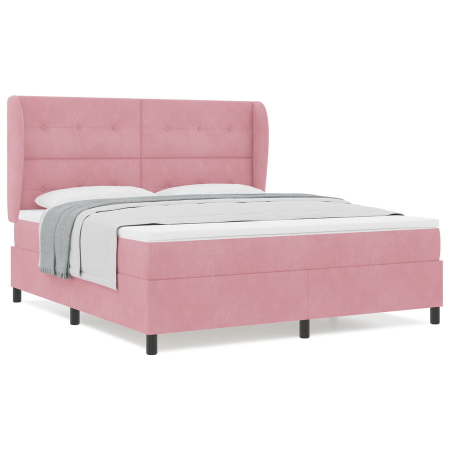 Boxspringbed met matras fluweel roze 180x200 cm