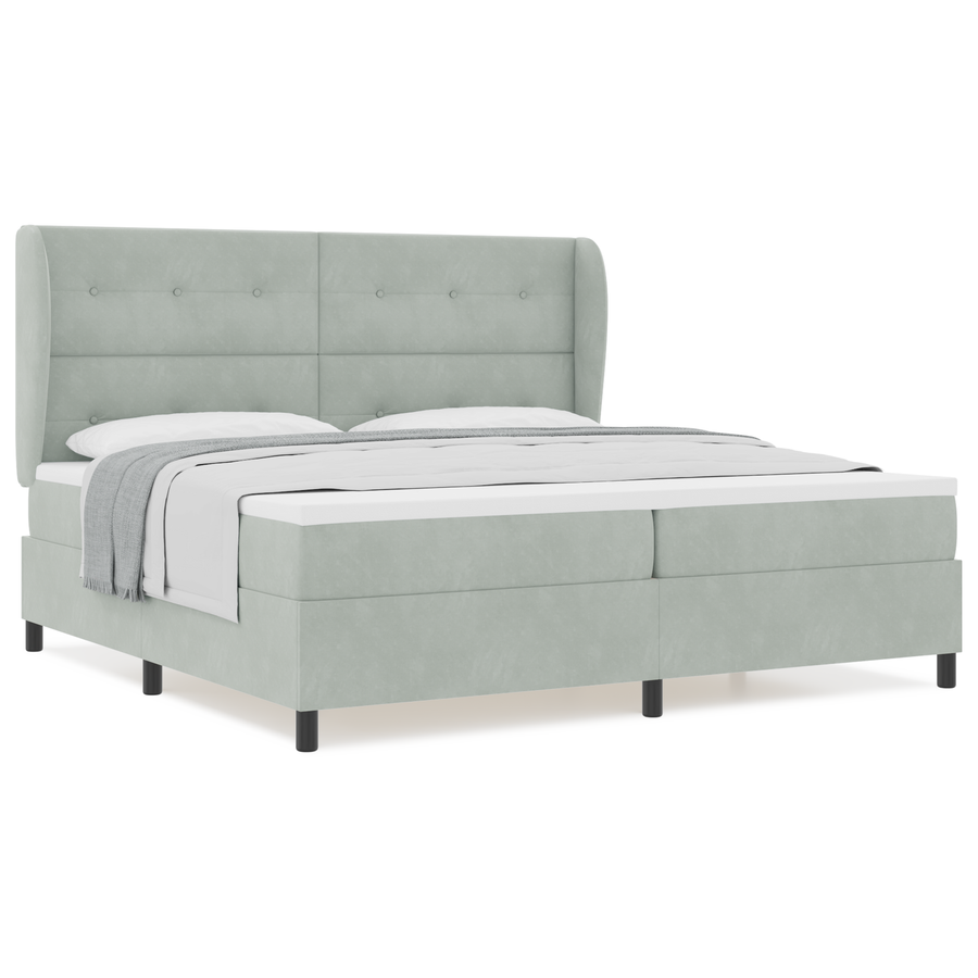 Boxspringbed met matras fluweel lichtgrijs 200x200 cm