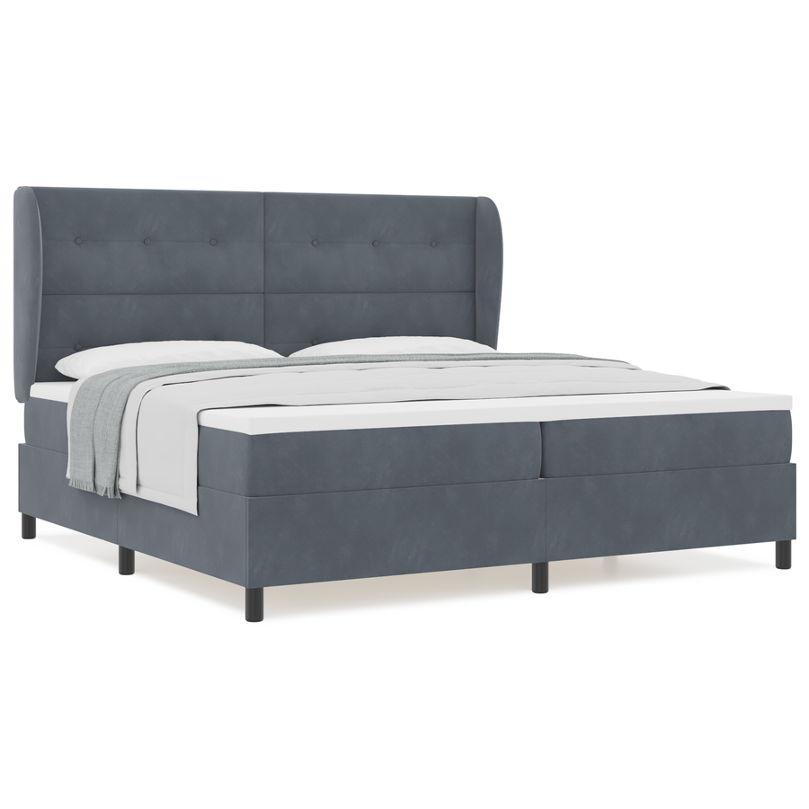 Boxspringbed met matras fluweel donkergrijs 200x200 cm
