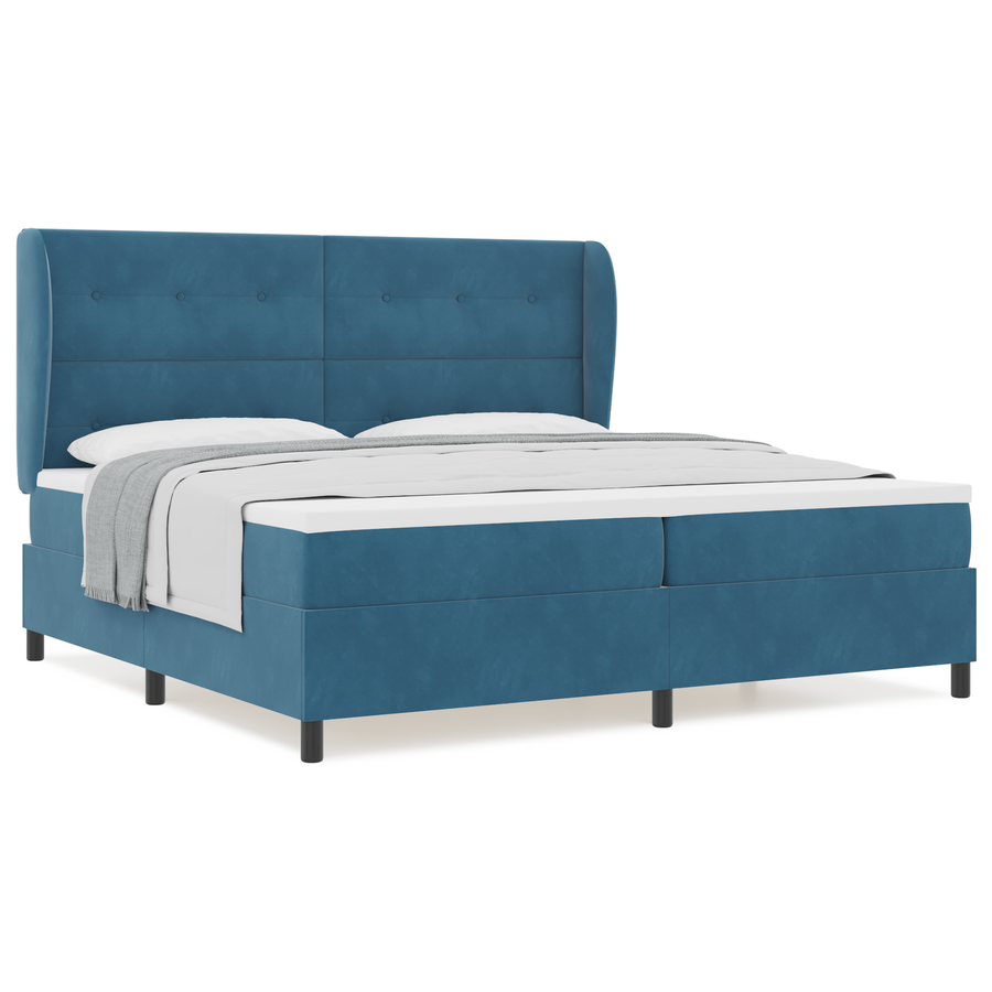 Boxspringbed met matras fluweel donkerblauw 200x200 cm