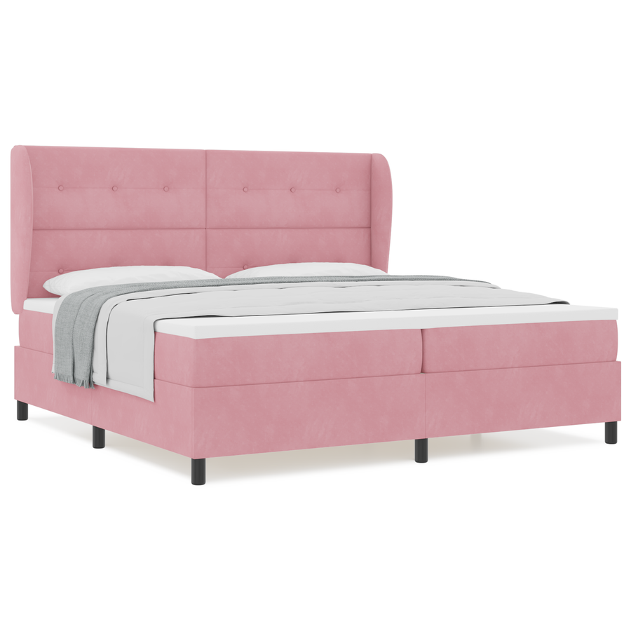 Boxspringbed met matras fluweel roze 200x200 cm