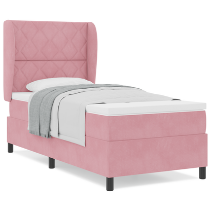 Boxspringbed met matras fluweel roze 90x190 cm