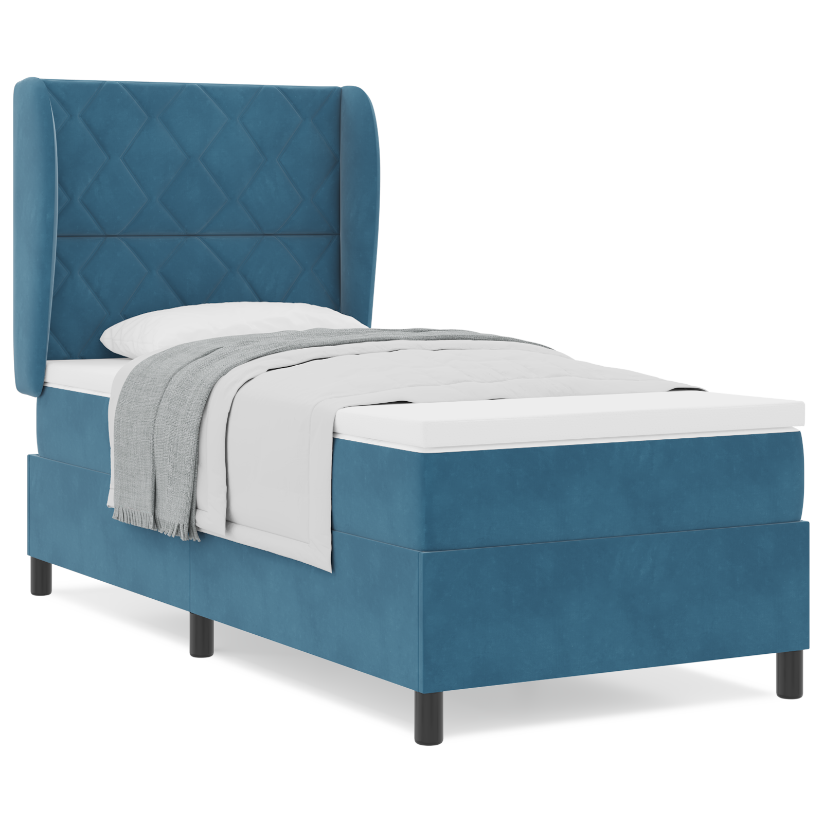 Boxspringbed met matras fluweel donkerblauw 90x200 cm