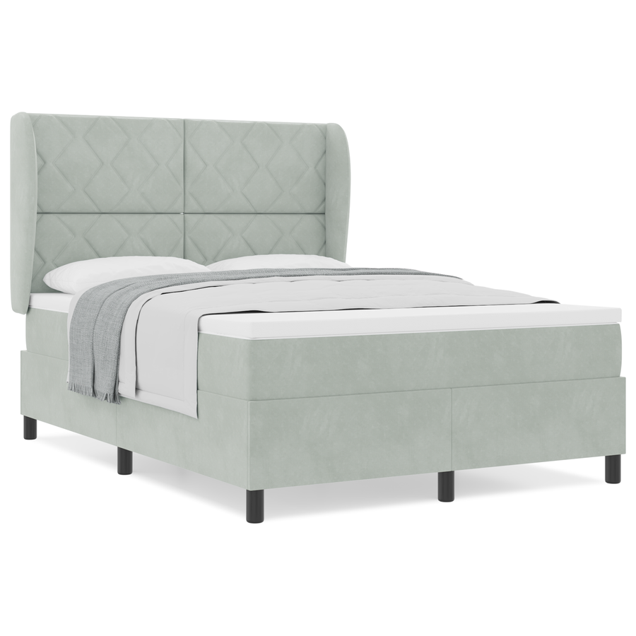 Boxspringbed met matras fluweel lichtgrijs 140x190 cm