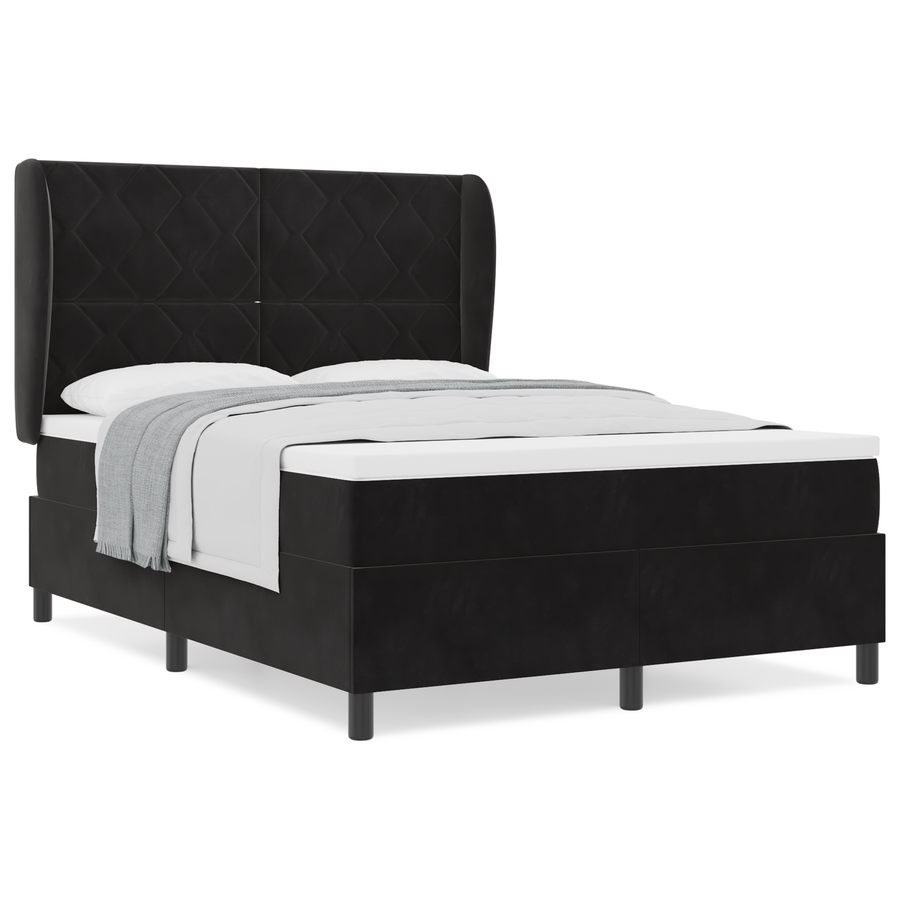 Boxspringbed met matras fluweel zwart 140x200 cm