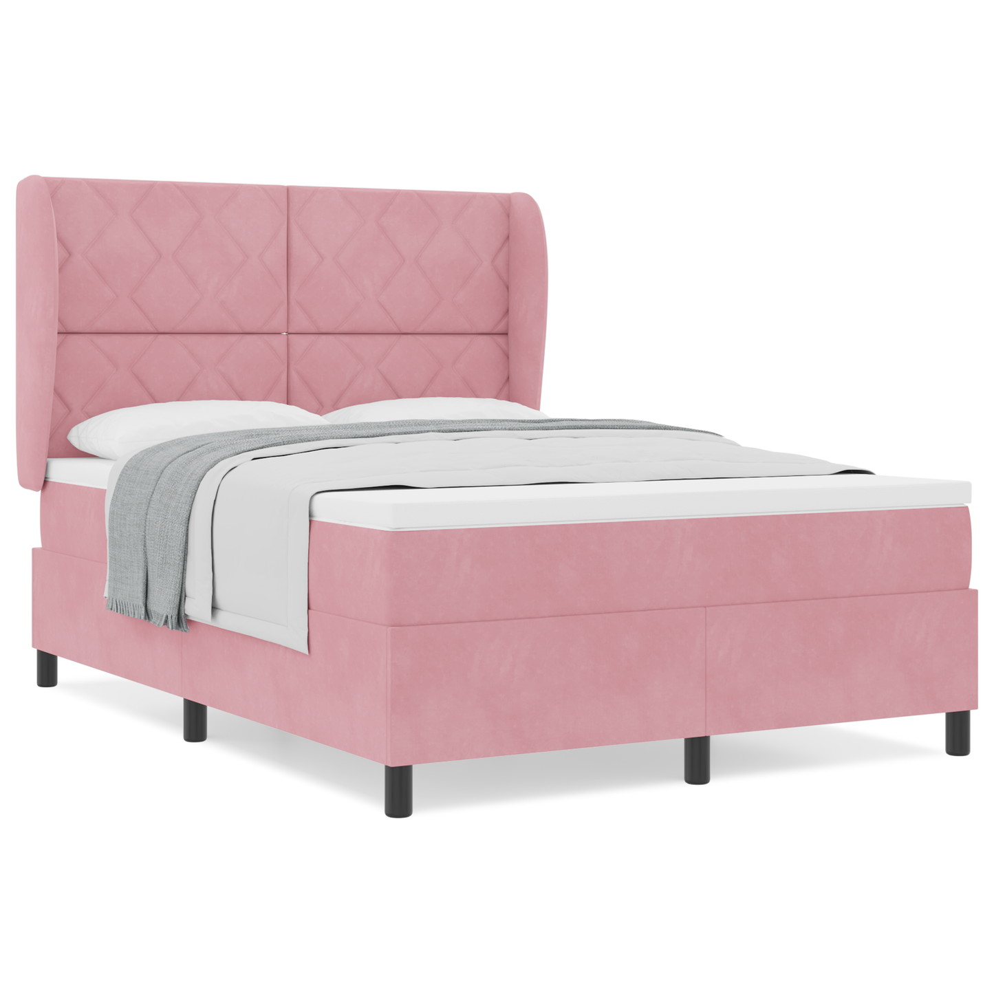 Boxspringbed met matras fluweel roze 160x200 cm